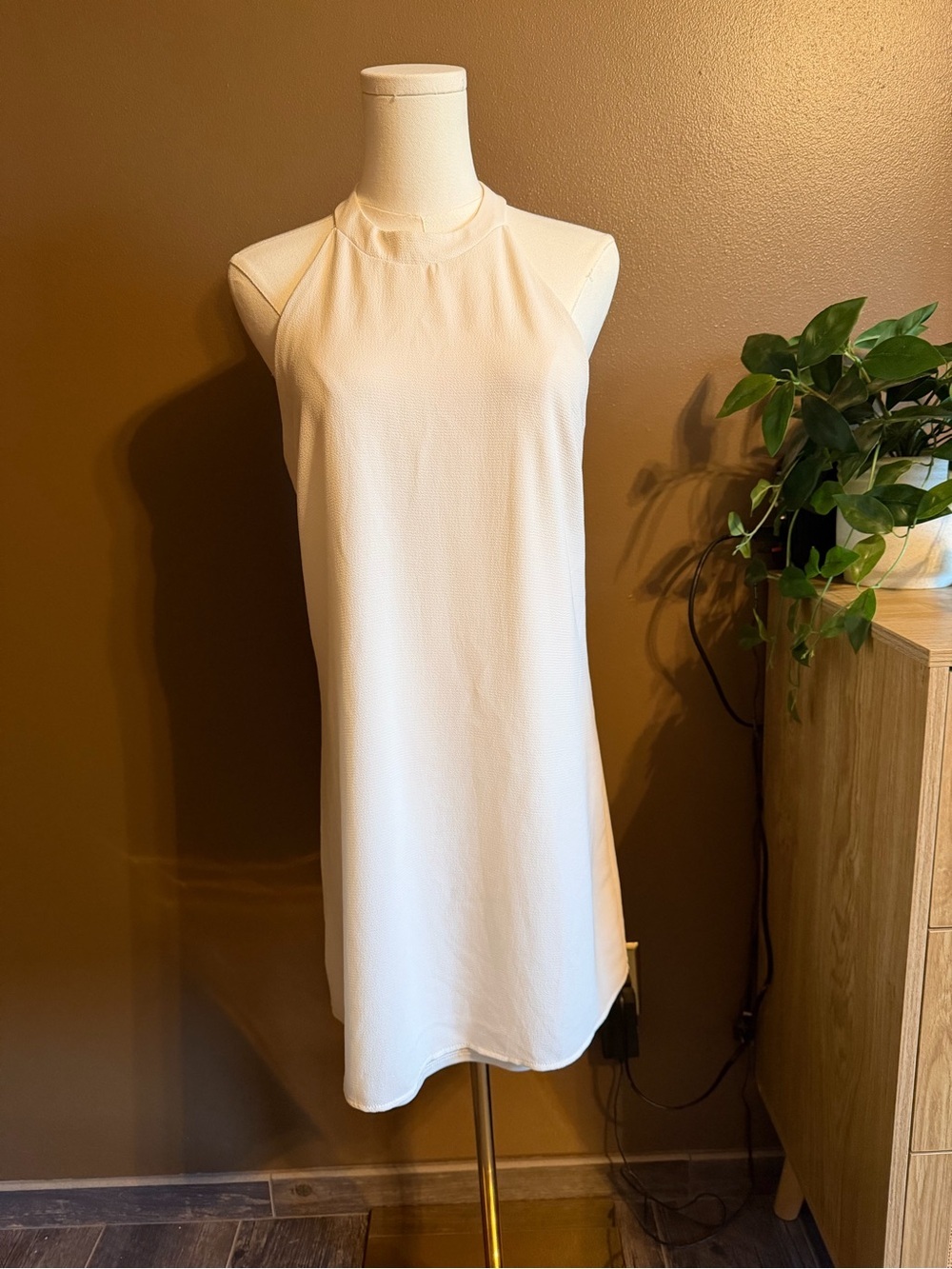 Cream Halter Mini Dress
